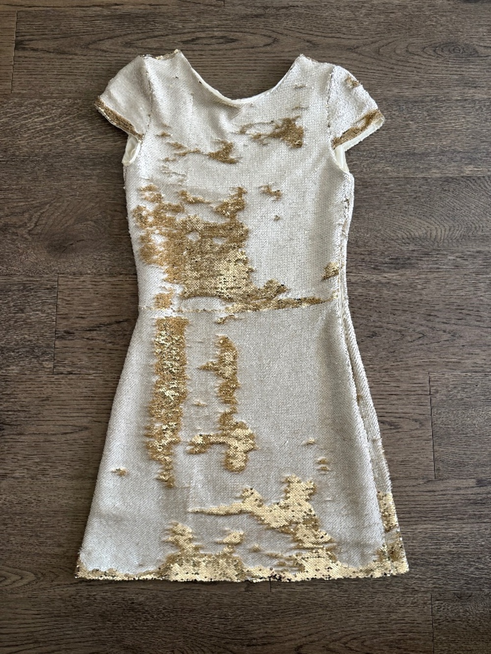 Maje Gold and Cream Sequin Mini Dress